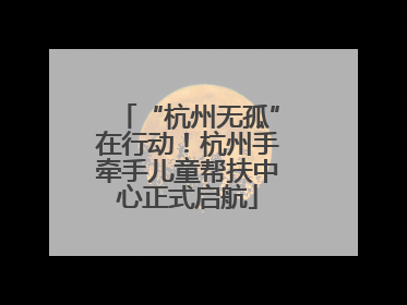 “杭州无孤”在行动！杭州手牵手儿童帮扶中心正式启航