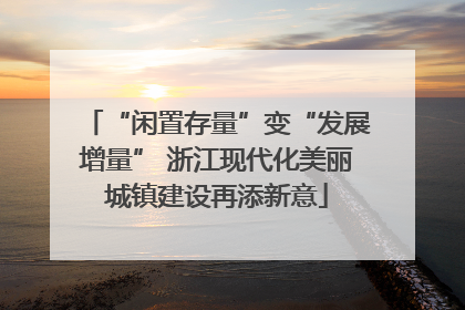 “闲置存量”变“发展增量” 浙江现代化美丽城镇建设再添新意