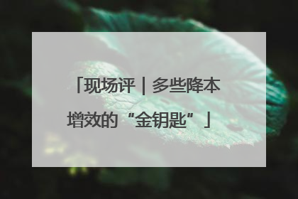 现场评｜多些降本增效的“金钥匙”