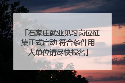 石家庄就业见习岗位征集正式启动 符合条件用人单位请尽快报名