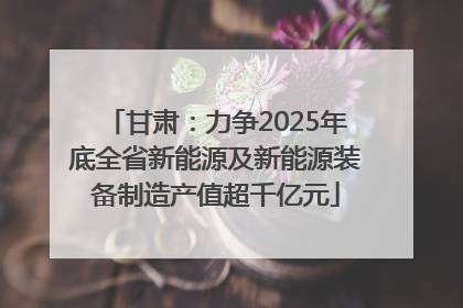 甘肃：力争2025年底全省新能源及新能源装备制造产值超千亿元