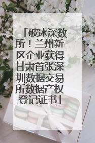 破冰深数所！兰州新区企业获得甘肃首张深圳数据交易所数据产权登记证书