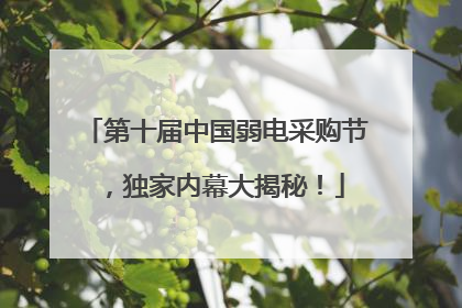 第十届中国弱电采购节，独家内幕大揭秘！