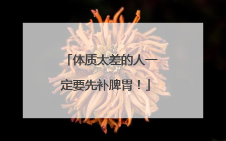 体质太差的人一定要先补脾胃！