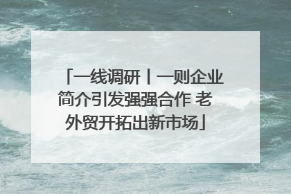一线调研丨一则企业简介引发强强合作 老外贸开拓出新市场
