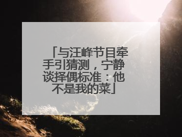 与汪峰节目牵手引猜测，宁静谈择偶标准：他不是我的菜