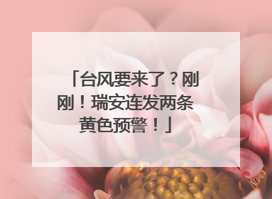 台风要来了？刚刚！瑞安连发两条黄色预警！