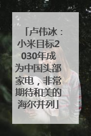 卢伟冰：小米目标2030年成为中国头部家电，非常期待和美的海尔并列