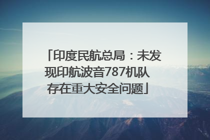 印度民航总局：未发现印航波音787机队存在重大安全问题