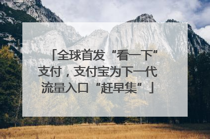 全球首发“看一下”支付，支付宝为下一代流量入口“赶早集”