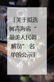 关于拟选树青海省“最美人民调解员” 名单的公示