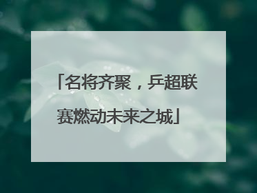名将齐聚，乒超联赛燃动未来之城