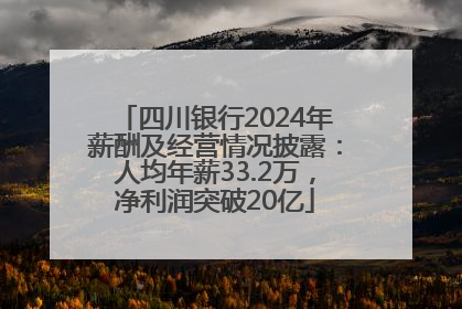 四川银行2024年薪酬及经营情况披露：人均年薪33.2万，净利润突破20亿