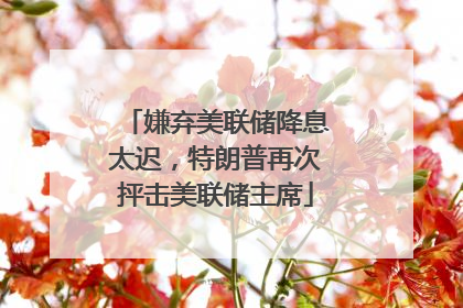 嫌弃美联储降息太迟，特朗普再次抨击美联储主席