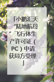 小鹏汇天“陆地航母”飞行体生产许可证（PC）申请获局方受理