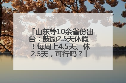 山东等10余省份出台：鼓励2.5天休假！每周上4.5天、休2.5天，可行吗？