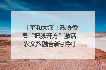 平和大溪：政协委员“把脉开方”激活农文旅融合新引擎