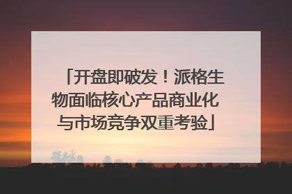 开盘即破发！派格生物面临核心产品商业化与市场竞争双重考验