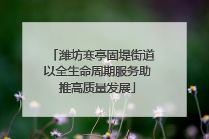 潍坊寒亭固堤街道以全生命周期服务助推高质量发展