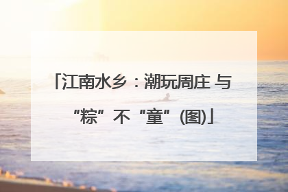 江南水乡：潮玩周庄 与“粽”不“童”(图)