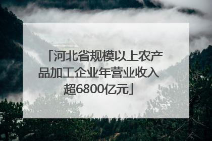河北省规模以上农产品加工企业年营业收入超6800亿元