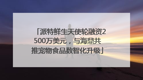 派特鲜生天使轮融资2500万美元，与海鼎共推宠物食品数智化升级