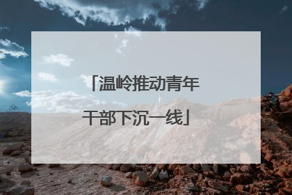 温岭推动青年干部下沉一线
