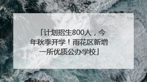 计划招生800人，今年秋季开学！雨花区新增一所优质公办学校
