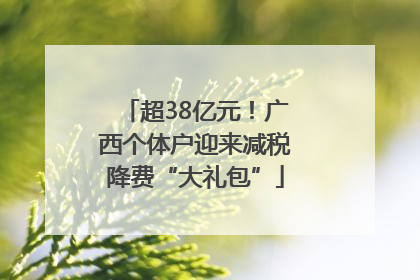 超38亿元！广西个体户迎来减税降费“大礼包”