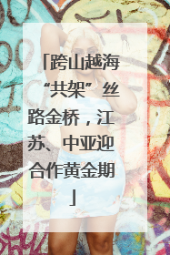 跨山越海“共架”丝路金桥，江苏、中亚迎合作黄金期