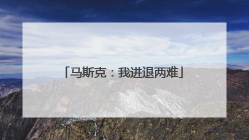 马斯克：我进退两难