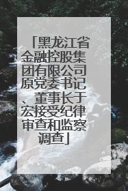 黑龙江省金融控股集团有限公司原党委书记、董事长于宏接受纪律审查和监察调查