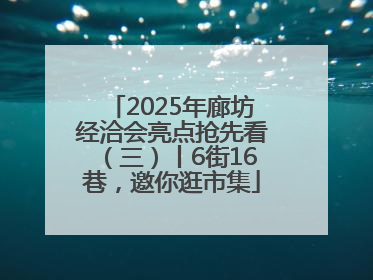 2025年廊坊经洽会亮点抢先看（三）丨6街16巷，邀你逛市集